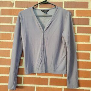Women's Gray Buttondown Top by Express - Size 3/4